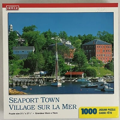 Rompecabezas Hoyle 1000 piezas Seaport Town 21,5 x 27,5 hecho en EE. UU. sellado NOS Foto 1 de 2