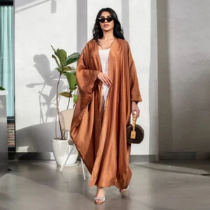 Maxi Vestido Musulmán Dubai Mujeres Manga Ala de Murciélago Suelto Caftán Abaya Abierto Kimono Bata - Imagen 1 de 18