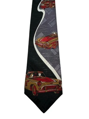 Don Loper Beverly Hills Vintage Silk Tie With Retro Car Design - Image 1 of 4