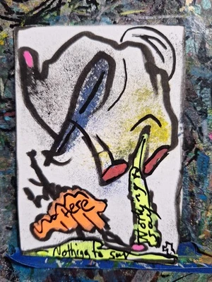 Nothing to Say Acrylic Woman ATC OOAK ORIGINAL 3.5 x 2.5 inches - Image 1 of 2