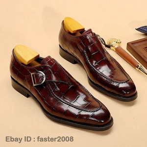 Zapatos de monje informales de oficina de negocios formales de cuero PU imitación punta cuadrada para hombre - Imagen 1 de 9
