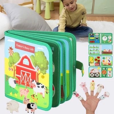 Quiet Book Busy Board 3D Filz Buch Bauernhof Thema Activity Boards Babybüch DIY - Bild 1 von 4