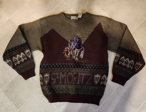 Rare Vintage Sweater SMALL Portage St Moritz Lasso Crewneck Long Sleeve - Picture 1 of 2
