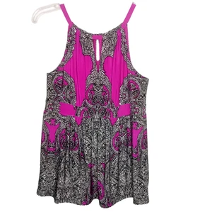 INC ärmellose Bluse Gr. M rosa schwarz fließend Empire Taille romantisch Y2K Glam Top - Bild 1 von 19