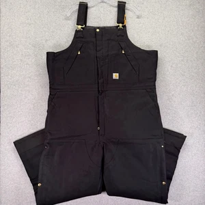 Mono con tirantes Carhartt para hombre XL corto negro holgado pato ropa de trabajo aislada - Imagen 1 de 8
