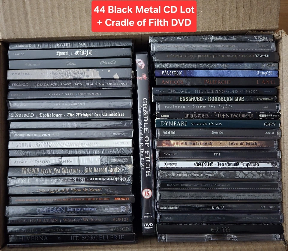 Lote de 44 CDs Black Metal + DVD Berço da Sujeira (26 Selados, Raros 1ª Pressão, Etc) - Imagem 1 de 4