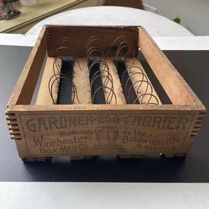 Vintage Wood Advertising Gardner Egg Carrier Winchester Box Mfg Primitive - Picture 1 of 8