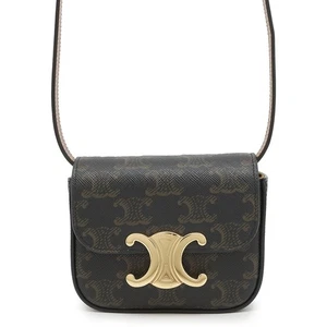 CELINE Triomphe Claude Shoulder Bag Size Mini PVC/Leather Tan 10I512DQB - Picture 1 of 12