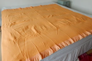 Merino Wool Blanket Traditional Loom JAMES WALKER SAVOY Yorkshire Tangerine RefA - Picture 1 of 14