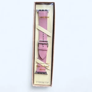 Genuine Leather Pink Watch Band Compatible with Apple Watch Band 42mm Business - Picture 1 of 14