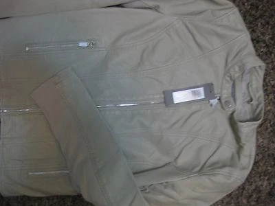 全新带标签 Kenneth Cole 反应针织装饰人造皮革高级设计师夹克 — 第 1/4 张图片