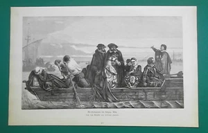 DUTCH EXILES Fleeing Terror of Duke of Alba - 1885 Victorian Era Print  - Picture 1 of 2