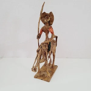 Don Quixote On Horse Paper Mache Statue Folk Art Cervantes' Spanish Tale 9" Tall - Picture 1 of 10