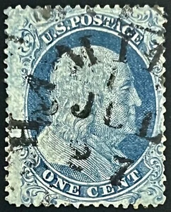 #18 Used, 1857 1¢ Franklin Type I - w/Rich Color & Full Design at Top & Bottom - Picture 1 of 2