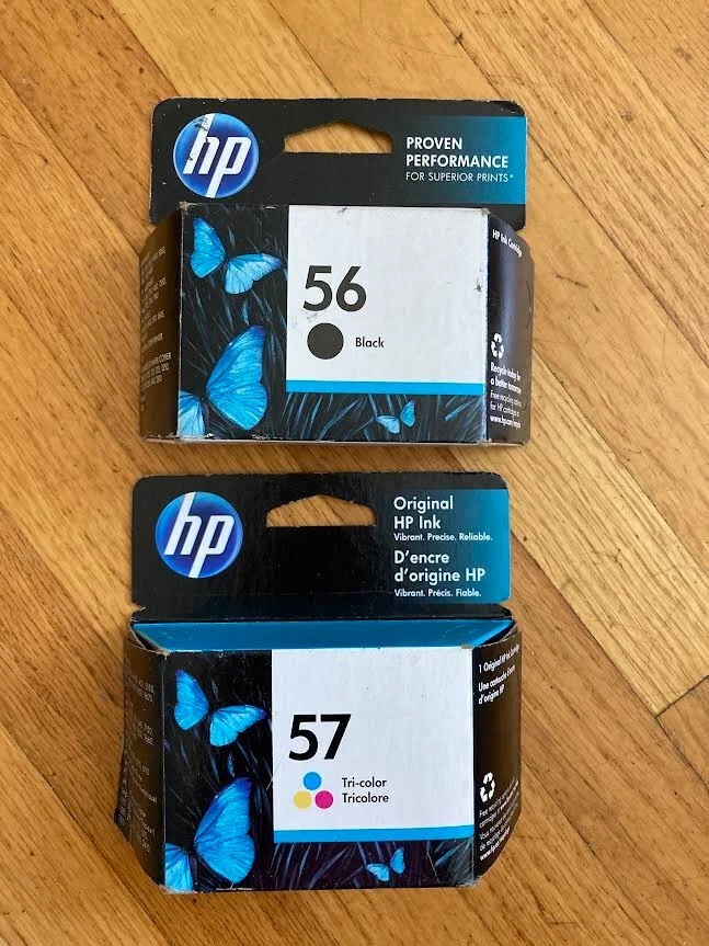 Genuine HP 56 Black & 57 Color Ink Cartridges Combo Pack - New, Unboxed, For Photosmart Printers