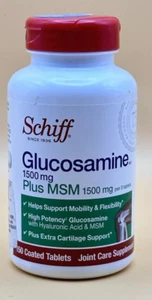 Schiff Glucosamine Plus MSM 150 Coated Tablets Milk-Free, No Artificial Flavors, - Picture 1 of 2