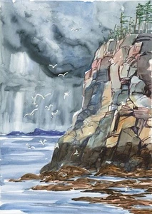Liberty Point. Isla Campobello, Nuevo Brunswick, Canadá. Impresiones artísticas en acuarela - Imagen 1 de 2