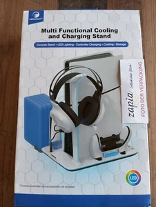 PS5 Slim Ladestation mit Kühler, RGB-Licht & Headset-Halter, Disc-Aufbewahrung - Bild 1 von 3