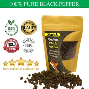 Organic Black Pepper 100g Whole Peppercorns Ceylon spices Pure Natural sri lanka - Picture 1 of 5