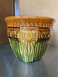Bürste McCoy gemischte Majolika 1927 Kunst Keramik Tulpe braun Gärtner Pflanzgefäß 257 - Bild 1 von 14