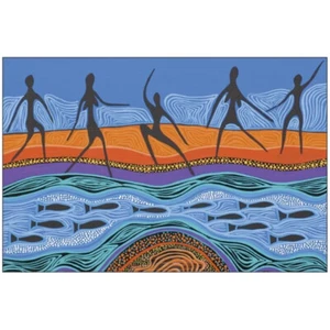 ABORIGINAL FRIDGE MAGNET - 85x55mm - AUSTRALIAN, NGAGUL MULLET, INDIGENOUS - Picture 1 of 1