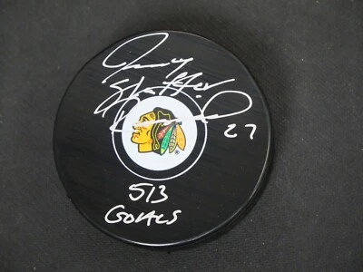 JEREMY SHAFFER ROENICK FULL NAME SIGNED TEAM PUCK W/ 513 GOALS BECKETT WITNESSED - Image 1 of 2