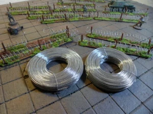 Barbed Wire 15mm 20mm 25mm 28mm 1/72 Wargame Terrain 100 actual meters/yards+ - Picture 1 of 6