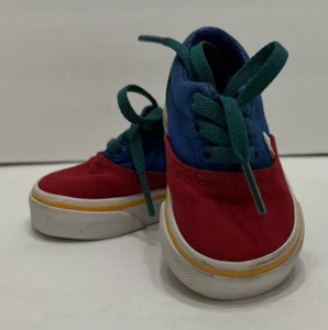 Vans Off the Wall Toddler Unisex 2 Casual Tie Sneaker Primary Colors Baby Crib - Picture 1 of 8