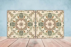 Azulejos de pared de cerámica griega - Juego de 2 azulejos de cerámica para salpicadero de cocina baño - Imagen 1 de 6