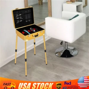 Barber Case Mobile Barber Station Professional Barber Toolbox with Stand Gold - Picture 1 of 24