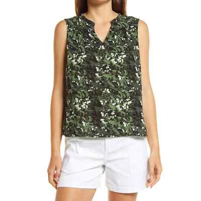 Caslon Green Black Floral Camo Gathered A-Line Tank NWT Size Small - Изображение 1 из 4