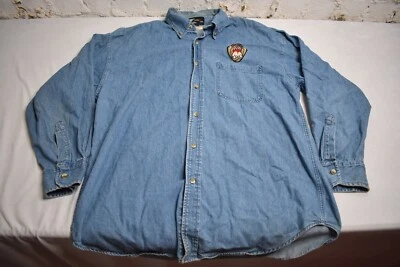 Vintage 90s Taz Button Shirt Weight Lifting Embroidered Warner Bros Space Jam L - Image 1 of 4