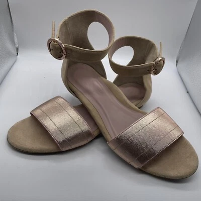 Taryn Rose Pink Suede, Rose Ankle Strap Sandals, Size 8 - Image 1 of 4