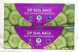 40 x Zip Seal Bags Fridge And Freezer Safe Resealable Reusable Medium Strong - Picture 1 of 2