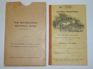 Watertown National Bank, Watertown NY~1920s Bank Checking Book w/Envelope - Imagen 1 de 7