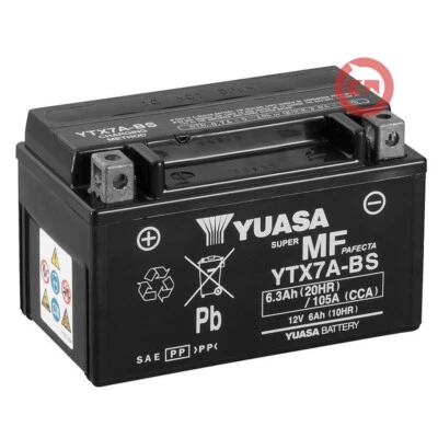 Batterie Yuasa 12V 6Ah Ytx7A-Bs Pour Suzuki An 125 2008 2009 2010 - Photo 1/3