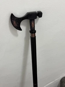 Antique Axe Viking Walking Stick Canes Red Wood Two Fold Unique Design Handle - Picture 1 of 3