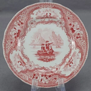 William Adams Columbus #1 Red Transferware Toddy Plate Circa 1830-1840s - Picture 1 of 10