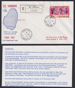 ST. VINCENT: (20863) PARK HILL cancel/postmark reg. FDC 1977 - Picture 1 of 1