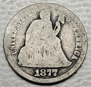 1877 CENTAVO LIBERTY SENTADO -.900 PLATA - KM A92 - APROXIMADAMENTE BUEN ENVÍO GRATUITO EN EE. UU. - Imagen 1 de 2
