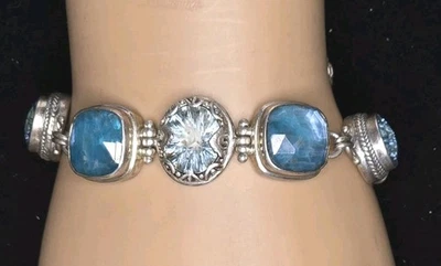 Pulsera vintage de plata esterlina Sarda Bali .925 topez azul. 31,7 g Foto 1 de 4