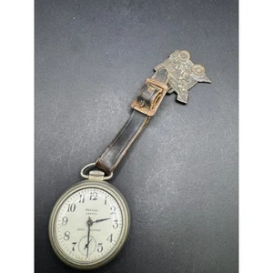 Westclox Scotty Pocket Watch Open Face Hand Winding w/ Caterpillar Loader Fob - Picture 1 of 11