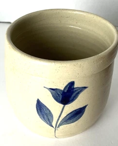 Williamsburg Keramik Salz glasiert kleiner Topf mit blauer Blume 3"x3" gebraucht - Bild 1 von 5