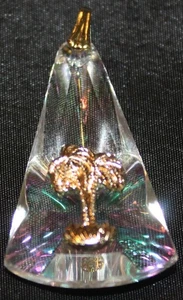 Vintage Swarovski Pendant with Gold Plate Palm Tree Accent  2" - Picture 1 of 16