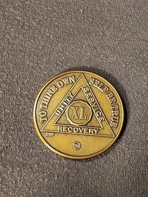40 Year AA Medallion Large 1-3/8" Heavy Premium Bronze Sobriety Medallion XL - Image 1 of 2