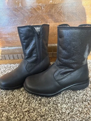 Botas Calentadoras Puntera Mujer Talla 7.5 Forradas Canadá Cuero Negro Cremallera Nieve Invierno Foto 1 de 4