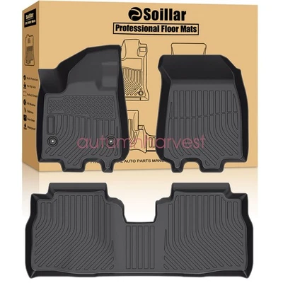 2 Row Floor Mats Liner For 2024 2025 Chevrolet Equinox EV Front & Rear TPE Black - Image 1 of 4