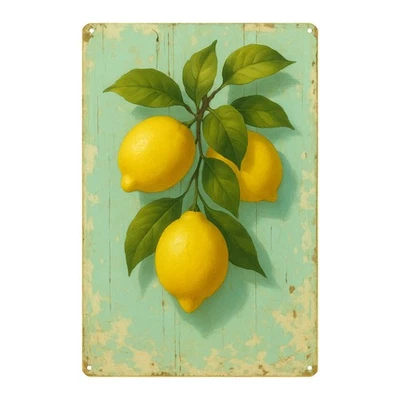 ASTRA DESIGN Cartel de chapa fresca de limones | 20x30 cm | Cartel decorativo cartel metálico