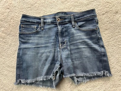 Lucky Brand Shorts Womens 28 Blue Brooke Flare Candiani Denim Raw Hem Distressed - Image 1 of 4