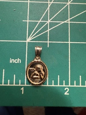 Nuevo en caja Estampillas de Michael Anthony Raphael de 10 K y 925 en colgante reversible de ángel querubín Foto 1 de 4